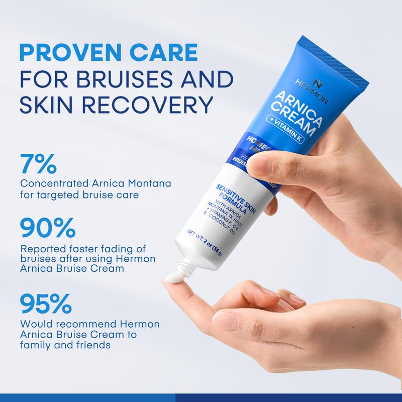 Hermon Arnica Bruise Cream with Vitamin K: Sensitive Skin & Face Formula for Bruising, Swelling & Thin Skin â€“ Extra Strength Arnica Montana Hydrating Moisturizer 2 Oz - Image 4