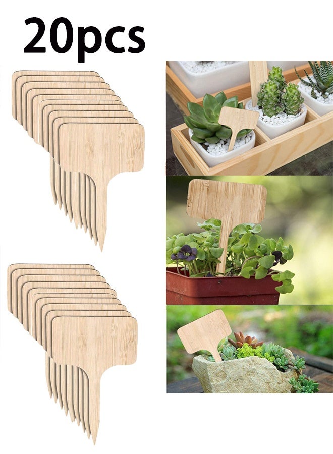 Bamboo Plant Labels, Eco-Friendly Garden Tags | Short T-Type Wooden Garden Markers | 100% Natural, Biodegradable | for Labeling Herbs, Seedlings, Vegetables, Cheeses, Appetizers, Desserts - Image 1