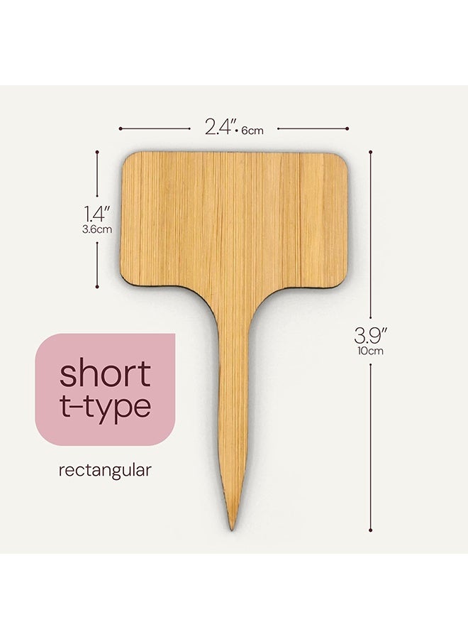 Bamboo Plant Labels, Eco-Friendly Garden Tags | Short T-Type Wooden Garden Markers | 100% Natural, Biodegradable | for Labeling Herbs, Seedlings, Vegetables, Cheeses, Appetizers, Desserts - Image 2