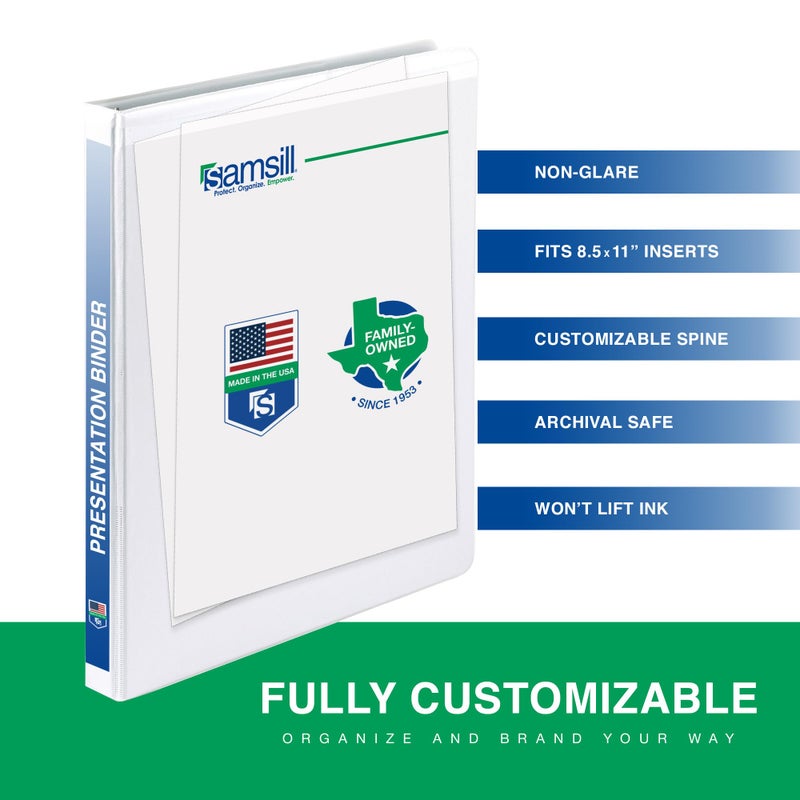 Samsill 0.5 Inch 3 Ring Binder, Made in USA, Economy Round Ring, Clear View Cover, 100 Sheet Capacity - for School, Home, Office - White, 6 Pack - Image 3