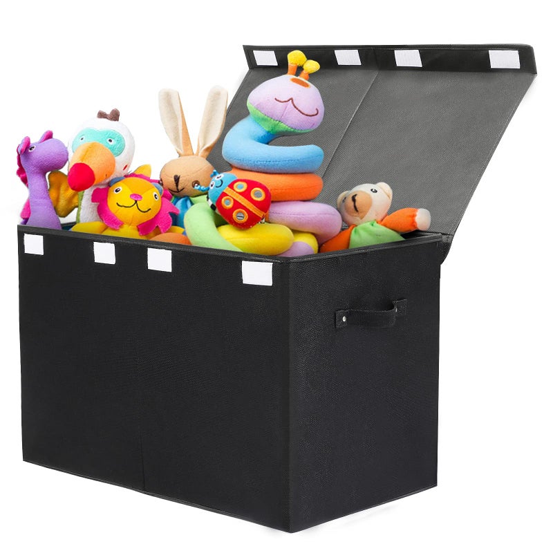 popoly popoly Large Toy Box Chest Storage with FlipTop Lid Collapsible Kids Storage Boxes Container Bins for Toys Playroom Organizers 25x13 x16 Linen Black 