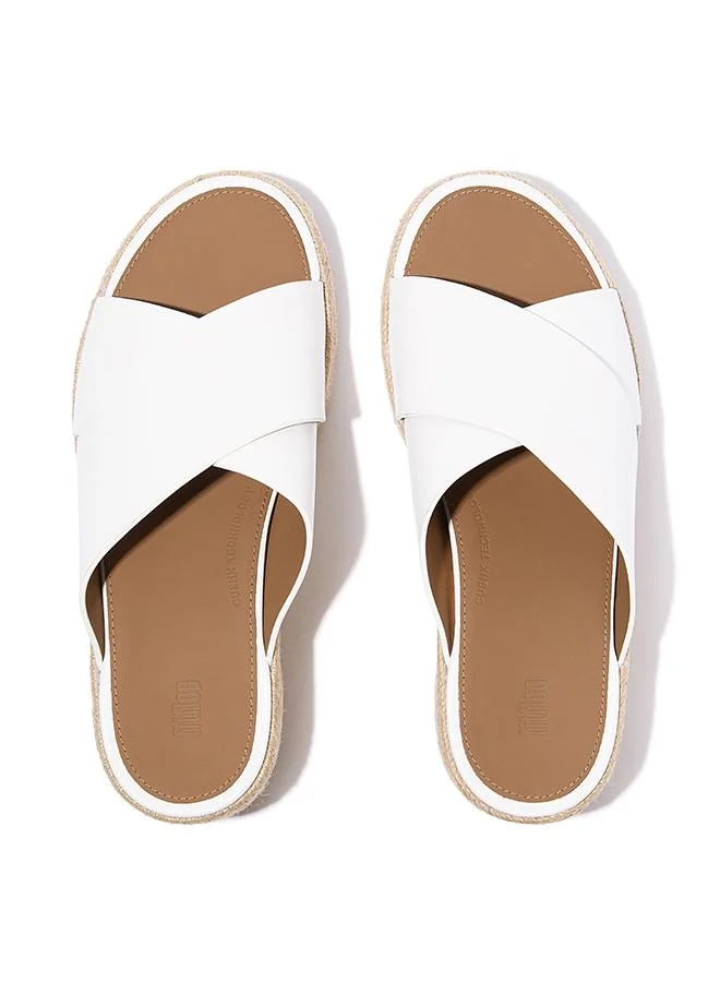 فيت فلوب PLATFFORMS ESPADRILLE LEATHER WEDGE CROSS SLIDES