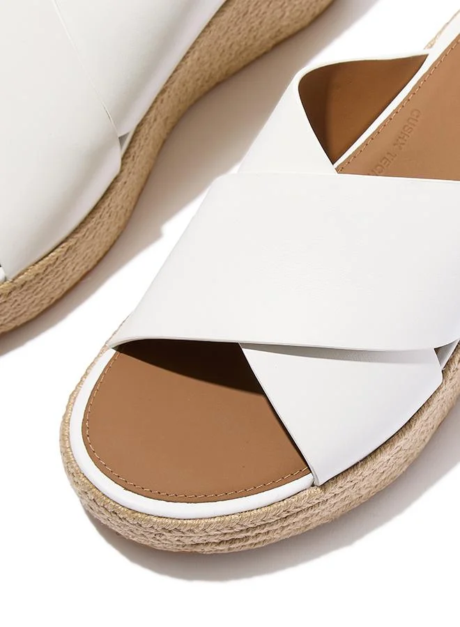 فيت فلوب PLATFFORMS ESPADRILLE LEATHER WEDGE CROSS SLIDES