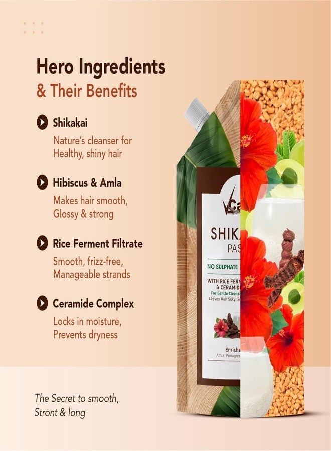 VCare Shikakai Hair Wash Paste-150g with New Improved Rice Ferment Filtrate & Ceramide Complex | Amla, Fenugreek, Hibiscus | Gentle Cleansing & Conditioning | Smooth, Silky, Long Hair Care (pack of 3) - Image 5