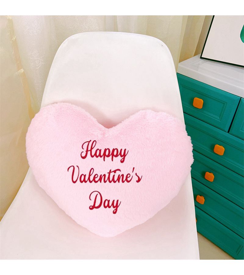 Pink Personalized Heart Cushion With Name Message Valentines Gift Pillow Double Sided - Image 3