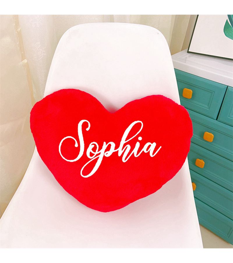 Pink Personalized Heart Cushion With Name Message Valentines Gift Pillow Double Sided - Image 2