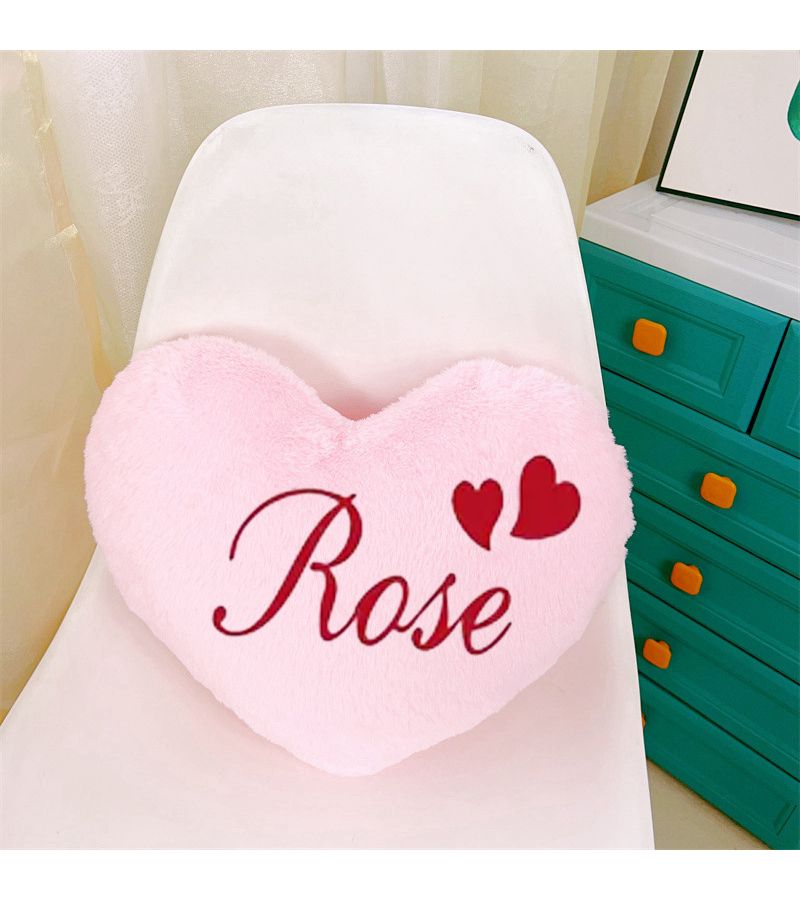 Pink Personalized Heart Cushion With Name Message Valentines Gift Pillow Double Sided - Image 5