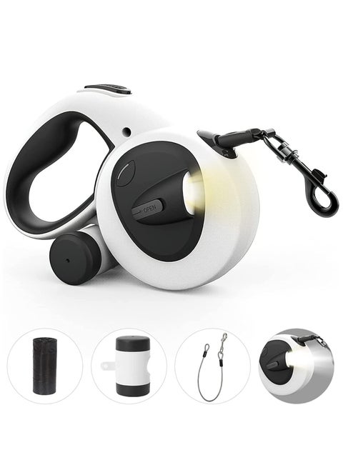 Retractable Dog Leash with LED Flashlight 16FT Heavy Duty Leash with Chew Proof Cable for Large Medium Small Dog up to 110lbs Anti-Slip Soft Handle 360° Tangle-Free