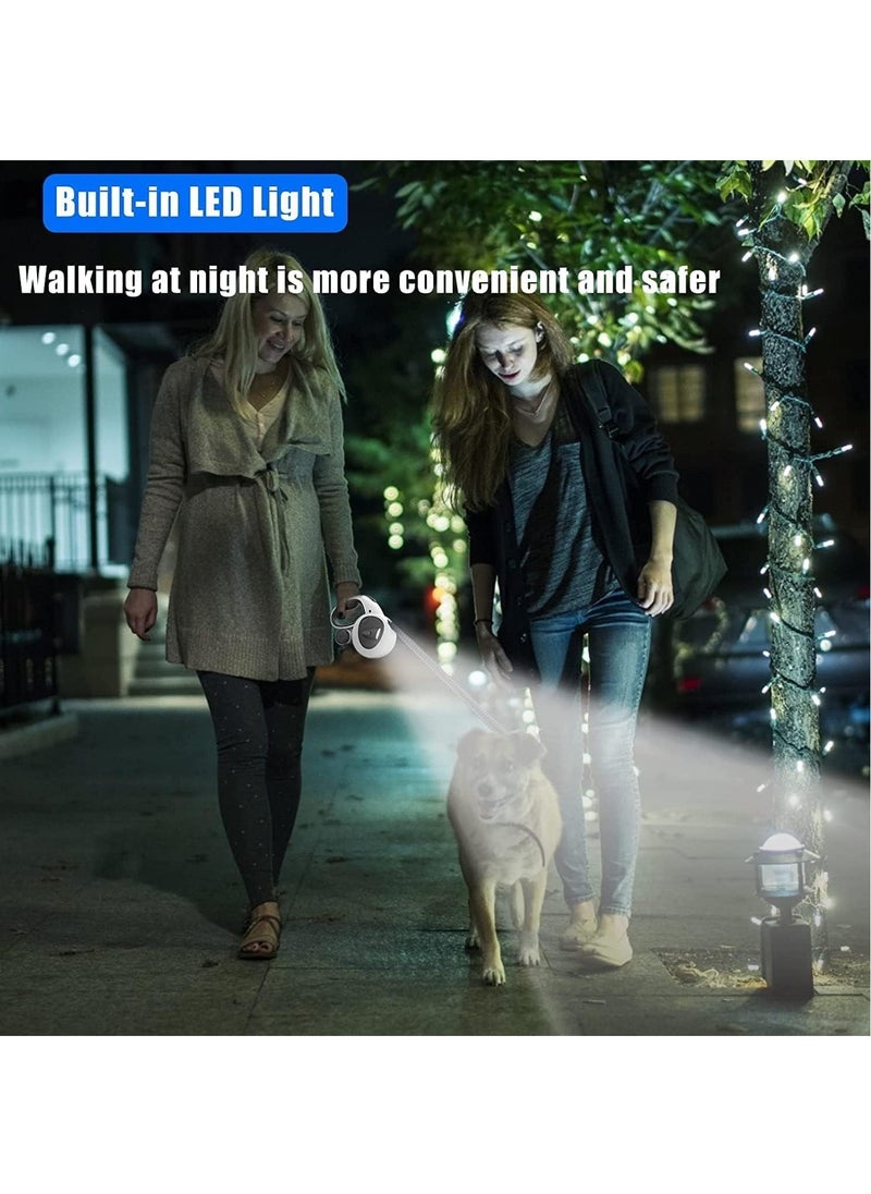Retractable Dog Leash with LED Flashlight 16FT Heavy Duty Leash with Chew Proof Cable for Large Medium Small Dog up to 110lbs Anti-Slip Soft Handle 360° Tangle-Free