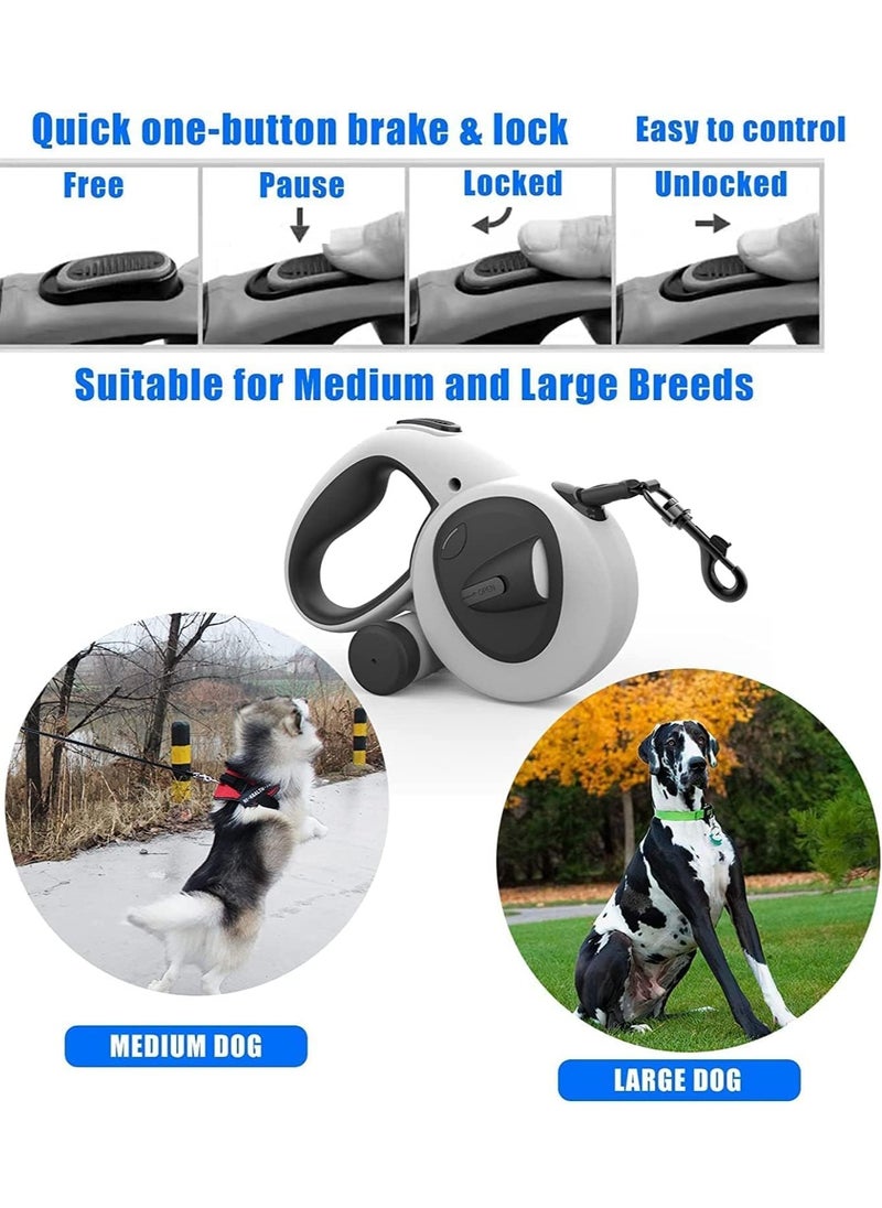Retractable Dog Leash with LED Flashlight 16FT Heavy Duty Leash with Chew Proof Cable for Large Medium Small Dog up to 110lbs Anti-Slip Soft Handle 360° Tangle-Free