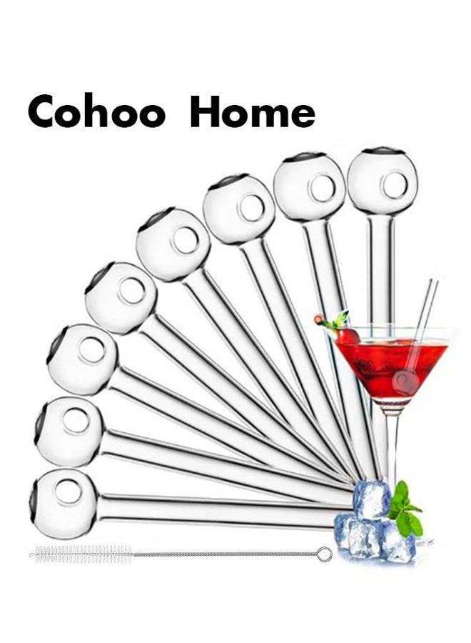 Cohoo Home Breakproof Glass Straws - Durable Reusable Glass Straws 8 Pack with 1 Cleaning Brush for Drinks, Herbs, Smoothies, Aromatherapy（Transparent Color） - Image 1