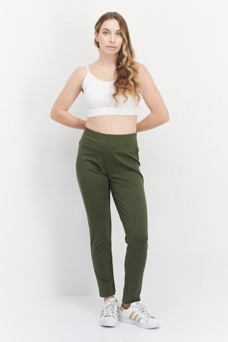 INC Women Skinny Fit Plain Pull On Pants, Green  - Image 3