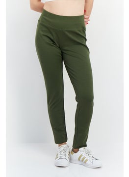 INC Women Skinny Fit Plain Pull On Pants, Green  - Image 1