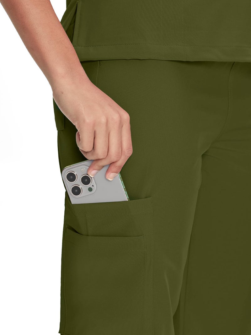 COZYFIT Scrubs for Women Set Medical Uniform - V-Neck Top & Straight Leg Pants with 9 Pockets, Unisex Workwear COZY SCRUBS, Olive Green, M - Image 5