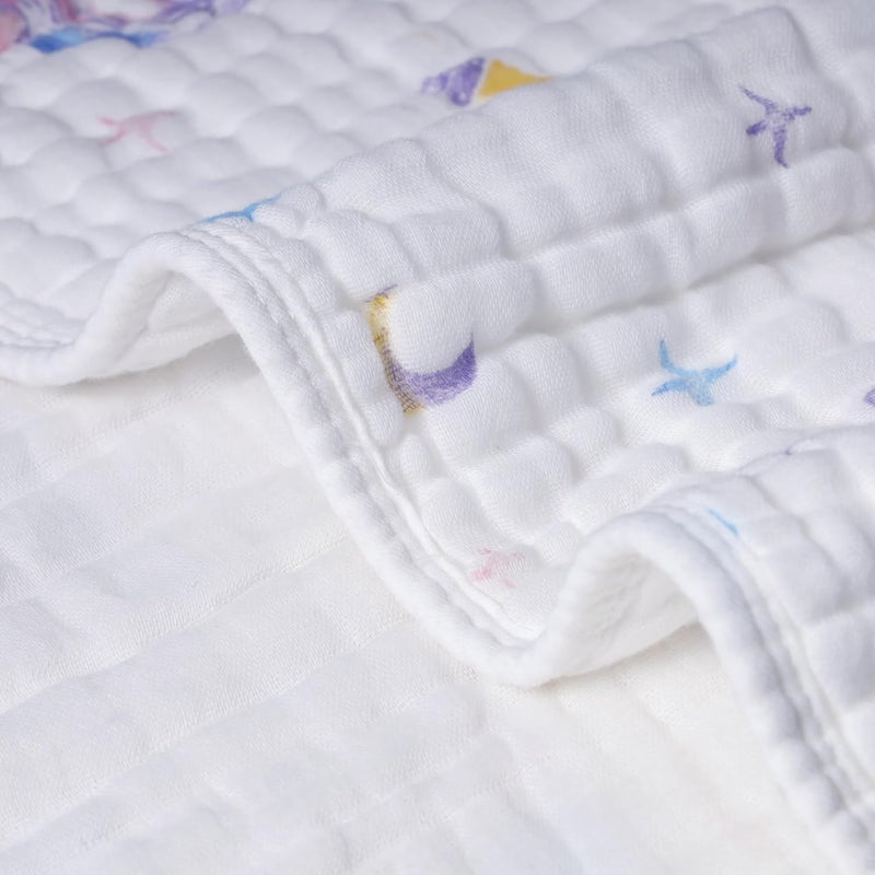 ZPECC Muslin Baby Blanket Thicker 30x40 Organic Cotton Newborn Receiving Quilt Hypoallergenic for Baby Essentials Swaddle Crib Stroller Unicorn - Image 3