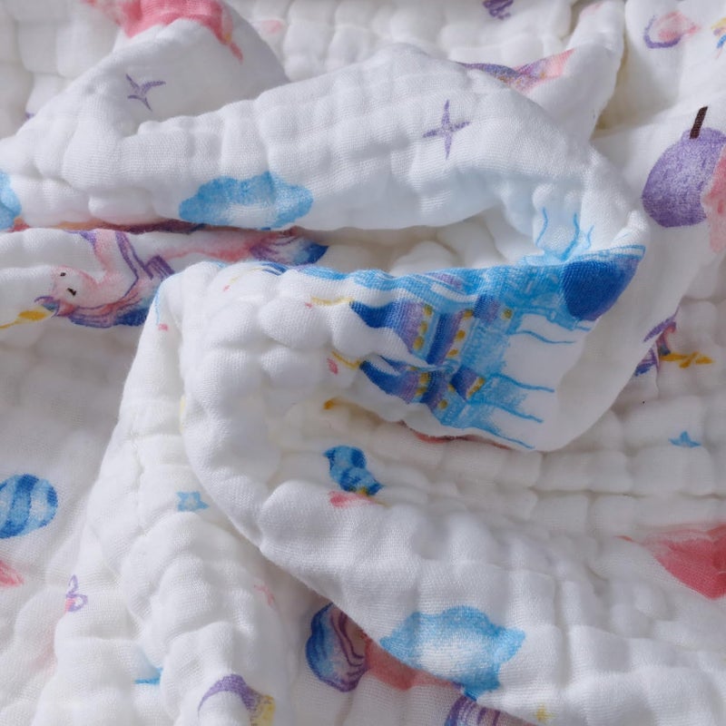 ZPECC Muslin Baby Blanket Thicker 30x40 Organic Cotton Newborn Receiving Quilt Hypoallergenic for Baby Essentials Swaddle Crib Stroller Unicorn - Image 4