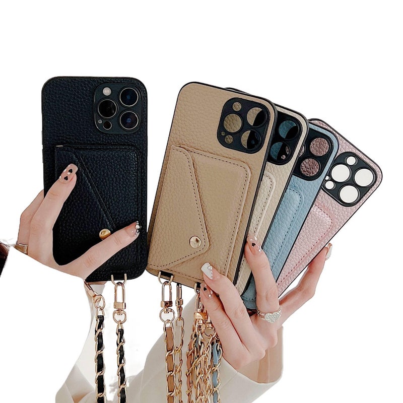 iPhone 12 Protective with Lanyard and Full Coverage and Card Holder in Pink with Lightweight Carry - Image 3