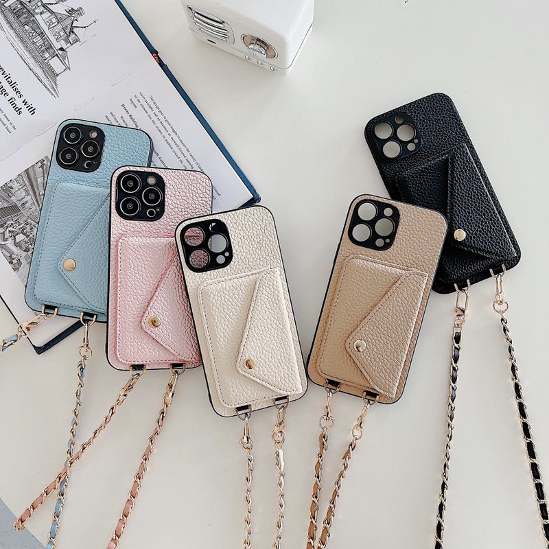 iPhone 12 Protective with Lanyard and Full Coverage and Card Holder in Pink with Lightweight Carry - Image 2