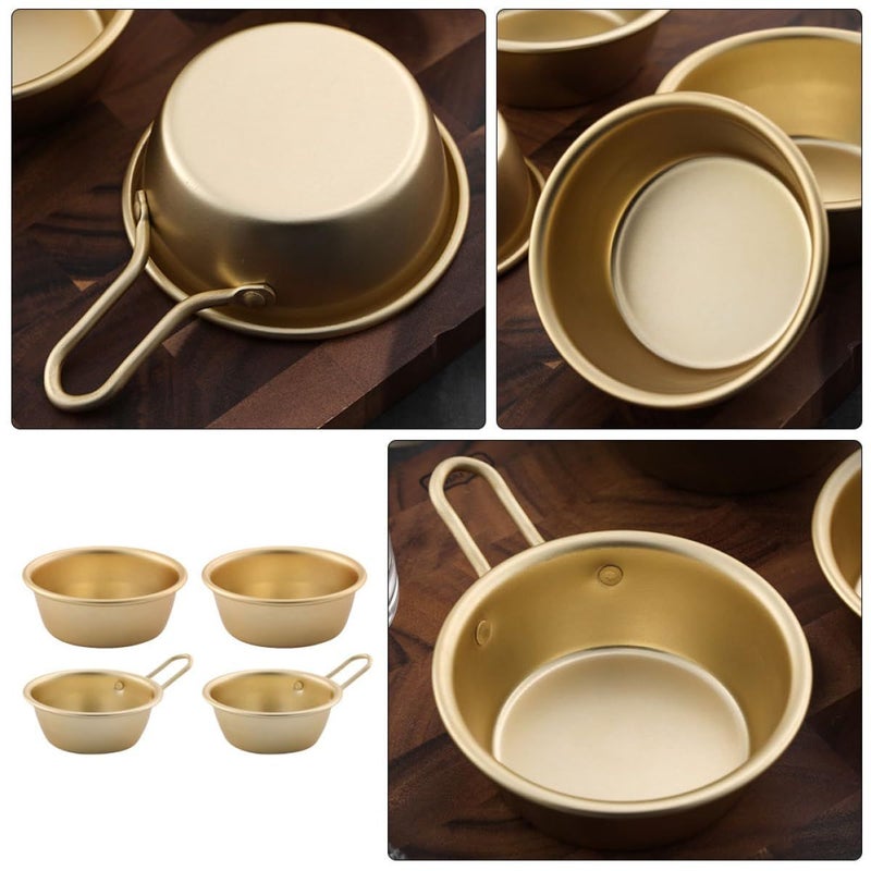 Korean Aluminum Wine Bowl Set 12cm Golden Lightweight Hot Cold Drink Bowls - Image 4