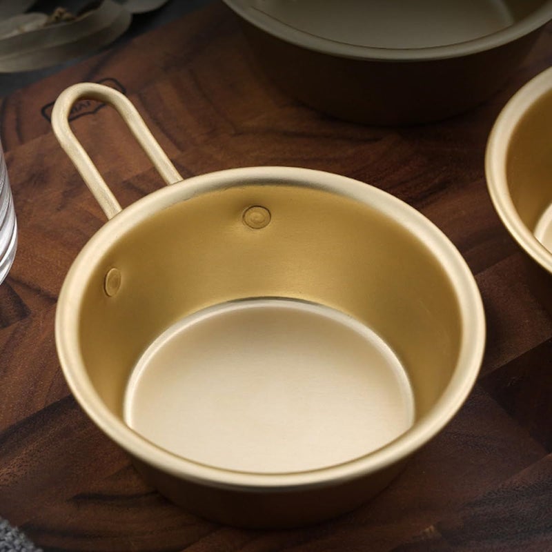 Korean Aluminum Wine Bowl Set 12cm Golden Lightweight Hot Cold Drink Bowls - Image 5