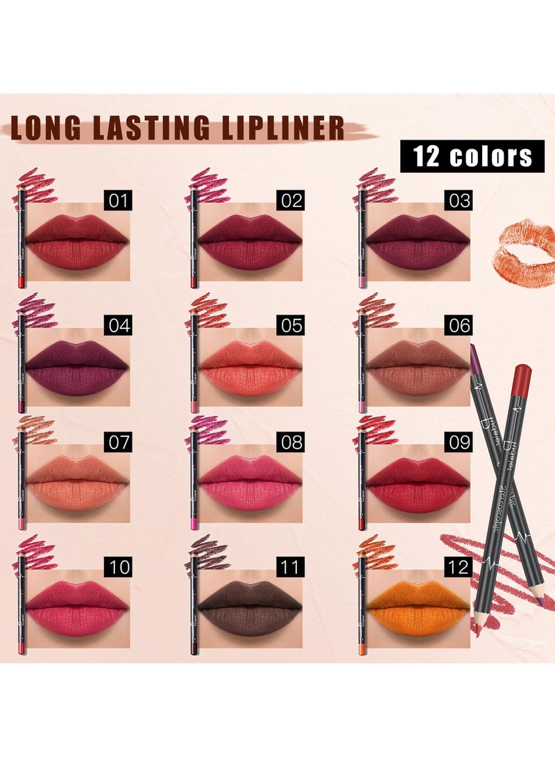 سيوسي مجموعة أقلام تحديد الشفاه غير اللامعة، 12 لونًا، عالي الصبغة، مقاوم للماء، قلم أحمر شفاه يدوم طويلاً، أقلام تحديد الشفاه غير اللامعة غير اللاصقة، مجموعة هدايا المكياج للنساء والفتيات - Image 2