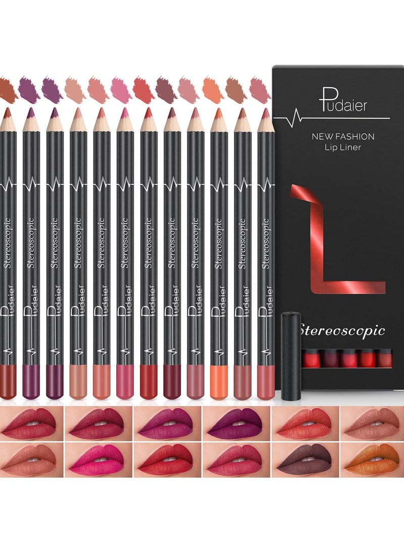 سيوسي مجموعة أقلام تحديد الشفاه غير اللامعة، 12 لونًا، عالي الصبغة، مقاوم للماء، قلم أحمر شفاه يدوم طويلاً، أقلام تحديد الشفاه غير اللامعة غير اللاصقة، مجموعة هدايا المكياج للنساء والفتيات - Image 1