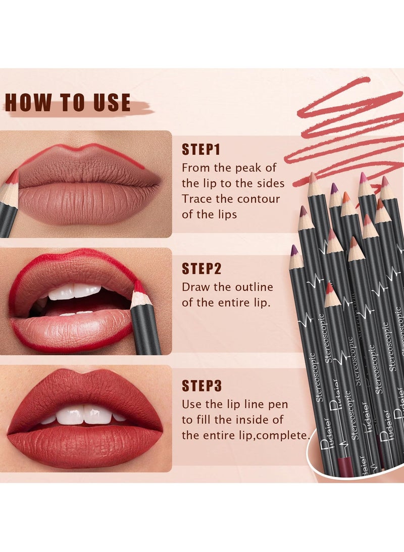 سيوسي مجموعة أقلام تحديد الشفاه غير اللامعة، 12 لونًا، عالي الصبغة، مقاوم للماء، قلم أحمر شفاه يدوم طويلاً، أقلام تحديد الشفاه غير اللامعة غير اللاصقة، مجموعة هدايا المكياج للنساء والفتيات - Image 3