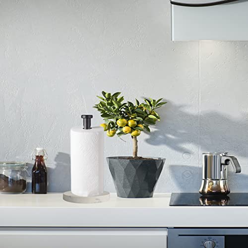 27HZYS Paper Towel Holder Countertop, Standing Paper Towel Roll Holder for Kitchen Bathroom, with Weighted Marble Base for One-Handed Operation (Black), Black Paper Towel Holder, Marble - Image 5