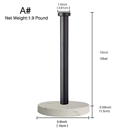 27HZYS Paper Towel Holder Countertop, Standing Paper Towel Roll Holder for Kitchen Bathroom, with Weighted Marble Base for One-Handed Operation (Black), Black Paper Towel Holder, Marble - Image 2