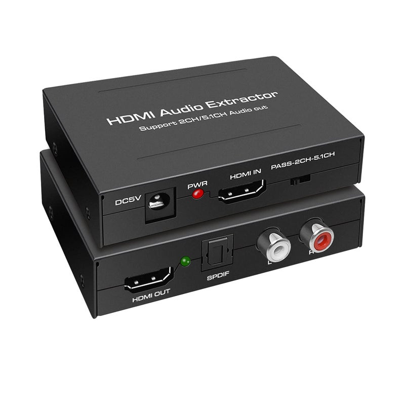 LVY Hdmi Audio Extractor, 4K Hdmi to Hdmi + Audio (Spdif + RCA Stereo) Audio Extractor Supports Apple Tv, Fire Tv and Blue-Ray Players Hdmi to Optical Audio Converter - Image 1