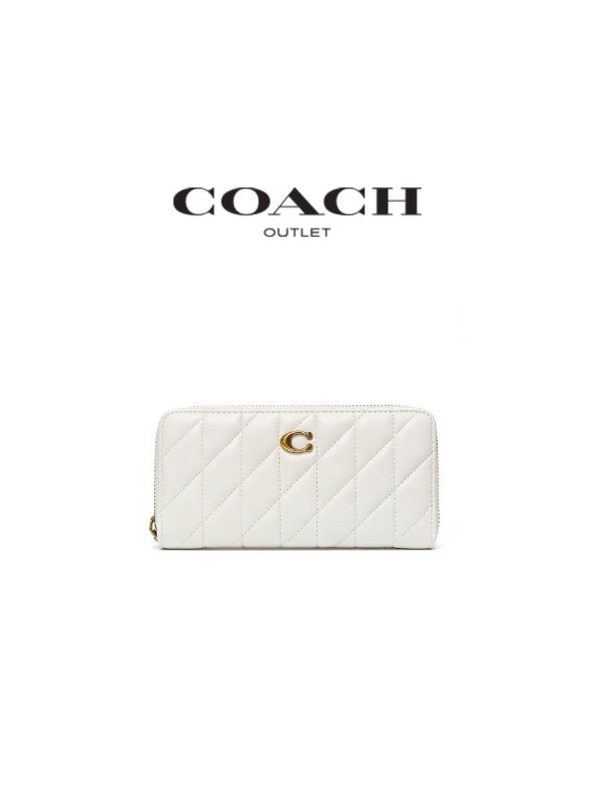 coachoutlet Women's long leather wallet card holder, elegant clutch for women, classic style - Image 1