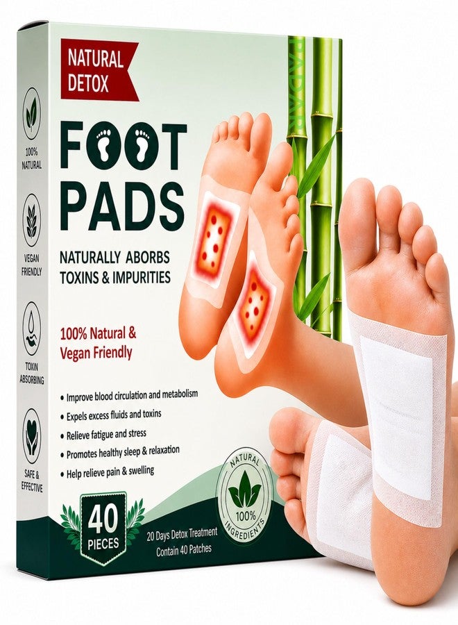 PADAR Herbal Detox Foot Pads (Pack of 40) | Natural Bamboo Vinegar Foot Patch for Relaxation & Sleep Support | Gentle Herbal Ingredients for Daily Wellness, Foot Care & Comfort | Easy Overnight Use - Image 1