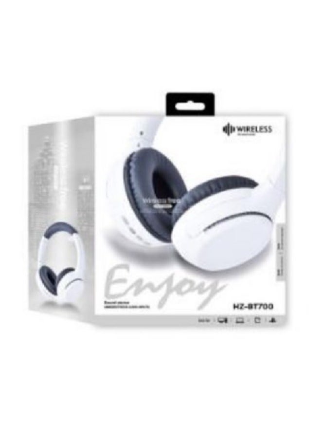 HZ-BT700 Wireless Bluetooth Headset - Microphone - FM Radio - Card Slots - Folding Compatible - Noise cancellation - suitable for gaming and calls - for Mobile and Computer/White