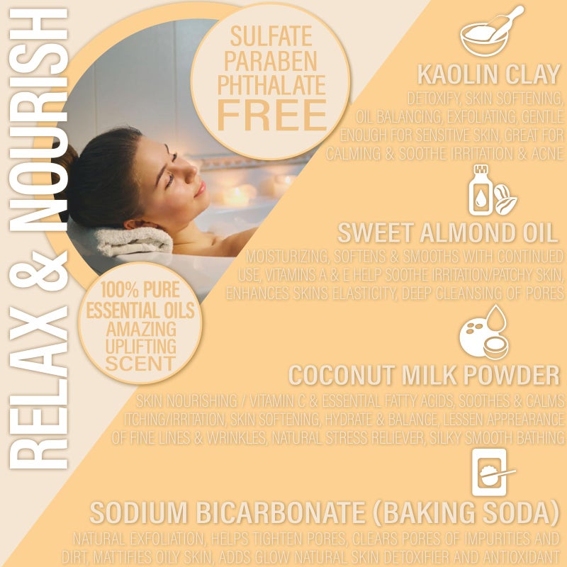 Luxiny Vegan Milk Bath Soak Made with Moisturizing Coconut Milk Powder  Essential Oil  & Sweet Almond Oil for Bath Bomb Dust Soothing Fizz & Relaxing Soak  8 oz. (Citrus Splash) - Image 3