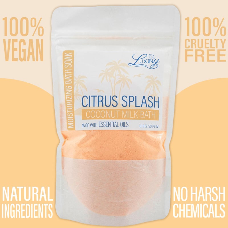 Luxiny Vegan Milk Bath Soak Made with Moisturizing Coconut Milk Powder  Essential Oil  & Sweet Almond Oil for Bath Bomb Dust Soothing Fizz & Relaxing Soak  8 oz. (Citrus Splash) - Image 2