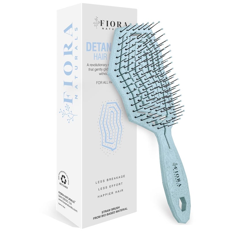 Fiora Naturals Hair Detangling Brush 100 BioFriendly Hair Detangler Brush wUltrasoft Bristles Glide Through Tangles with Ease  For Curly Fine Women Men Kids Toddlers Wet and Dry Hair