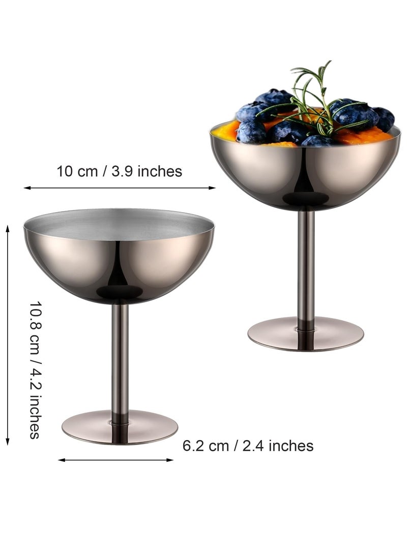 ح واحة مجموعة من 2 وعاء آيس كريم، أكواب حلوى من الفولاذ المقاوم للصدأ مع ملاعق، أكواب آيس كريم سنداي قابلة لإعادة الاستخدام للحلوى والزبادي المجمد والحلوى وديكورات حفلات أعياد الميلاد - Image 2
