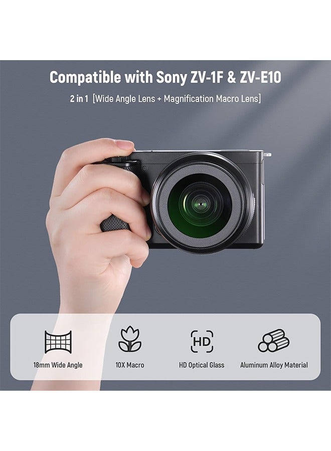 NEEWER 40.5mm HD Wide Angle Lens Compatible with Sony ZV-1F ZV-E10 A5000 A6000, 2 in 1 18mm Wide Angle  10x Macro Additional Lens with Extension Tube, Bayonet Mount Lens Adapter (LS-30, Black) - Image 2