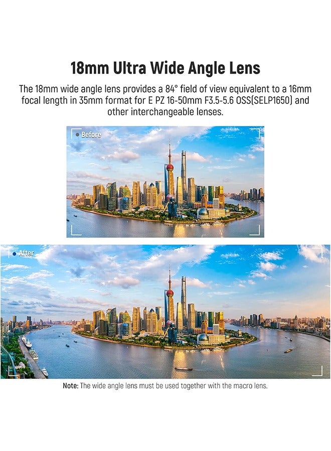 NEEWER 40.5mm HD Wide Angle Lens Compatible with Sony ZV-1F ZV-E10 A5000 A6000, 2 in 1 18mm Wide Angle  10x Macro Additional Lens with Extension Tube, Bayonet Mount Lens Adapter (LS-30, Black) - Image 3