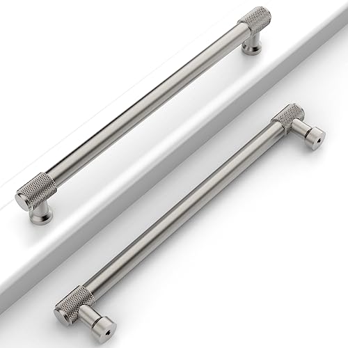Coinkoly 10 Pack 75192mm Brushed Satin Nickel Cabinet Pulls Knurled Kitchen Cabinet Handles Drawer Pulls Cupboard Hardware for Cabinets - Image 1