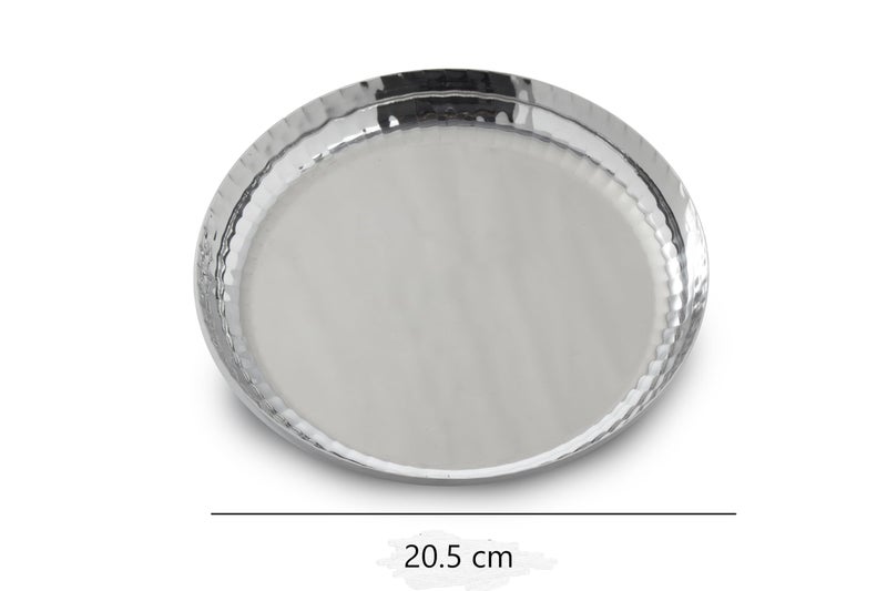 Expresso Stainless Steel Heavy Gauge Deep Wall Snack Plates | Mirror Finish | Rust-Resistant | Durable Steel Serving Plates for Snacks, Meals, Thali | Dishwasher Safe 20.5cm Dia (Pack of 1) - Image 2