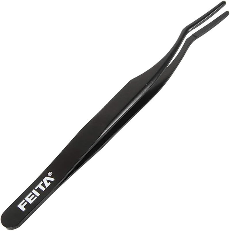 False Eyelash Applicator FEITA Professional Curved Eyelashes Extension Tweezer for Easy Lashes Application and Removal Black 1Pc