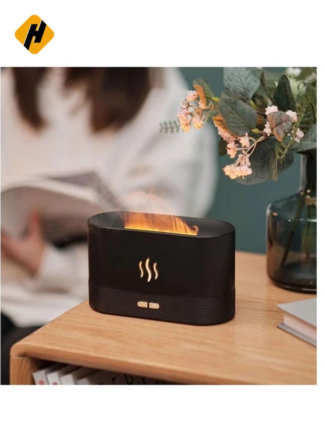 Essential Oil Diffuser with Flame Light, 180mL Aromatherapy Mist Humidifier, Quiet Aroma Air Diffusers with Auto Shut-Off Protection