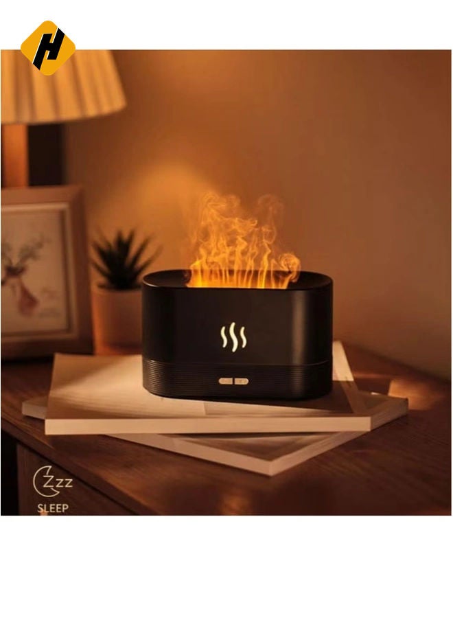 Essential Oil Diffuser with Flame Light, 180mL Aromatherapy Mist Humidifier, Quiet Aroma Air Diffusers with Auto Shut-Off Protection