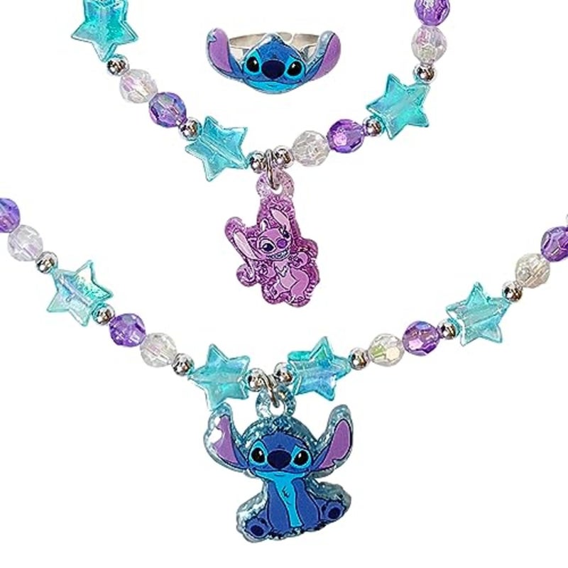 LUV HER Stitch Play Jewelry Set 3 Piece Princess Toys Jewelry Set Box with Beaded Necklace for Girls Toddler Bracelets and Girl Ring Toddler Girl Toys Kids Jewelry Princess Dress up Ages 3 - Image 2