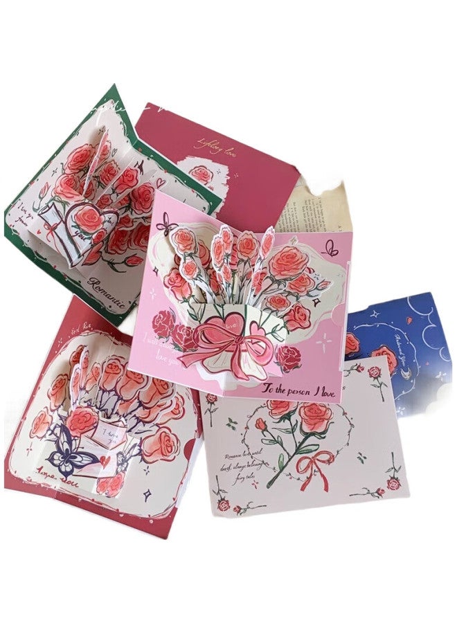 Jiamo 3D Birthday Greeting Card, High-End Style, Aesthetic 3D Vintage Foldable Rose Blessing, Cute Confession Card Set, Gift For Girls, Friends, Holidays, Creative New Year And Valentine'S Day Present - Image 1