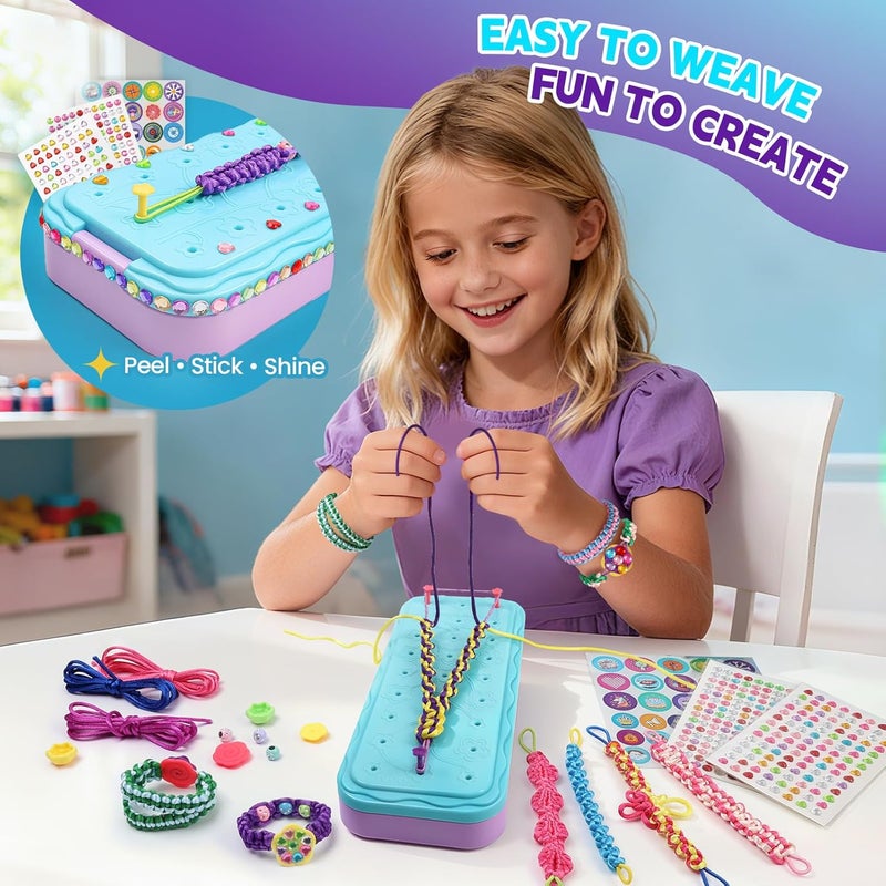DDAI Birthday Gift Friendship Bracelet Kit for Girls Age 8-12 – Arts and Crafts Kits - Gem-Decorated DIY Craft Set with Threads & Beads – Ideal Holiday Present for Kids Age 7 9 10 11 Years Olds Toys - Image 2