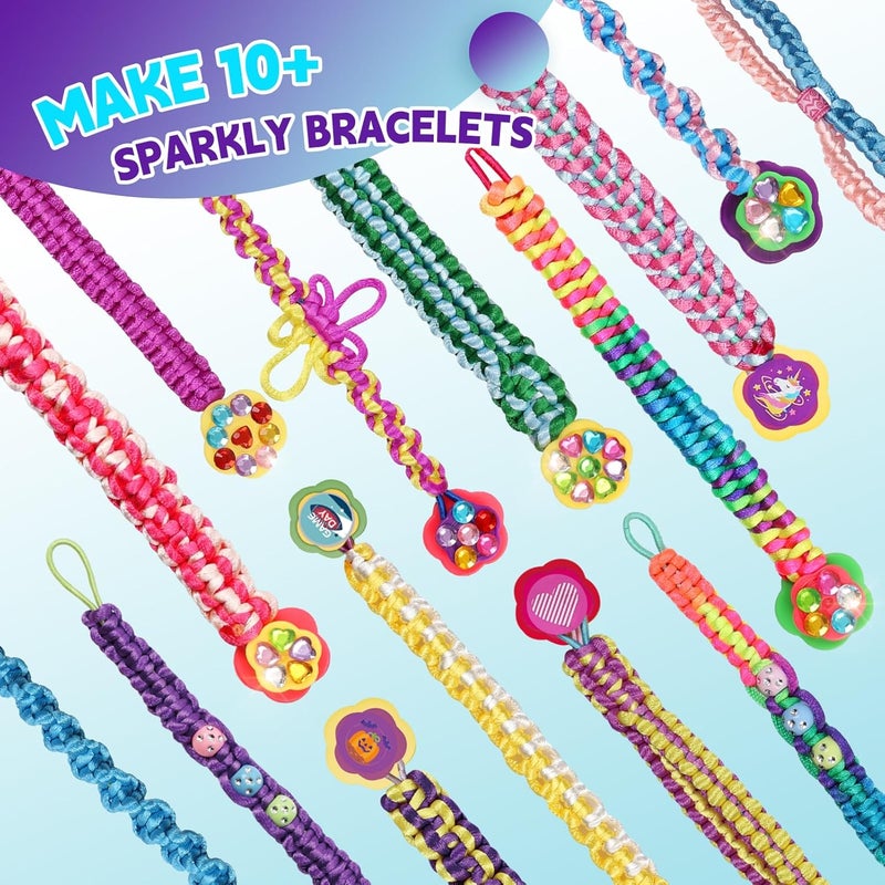 DDAI Birthday Gift Friendship Bracelet Kit for Girls Age 8-12 – Arts and Crafts Kits - Gem-Decorated DIY Craft Set with Threads & Beads – Ideal Holiday Present for Kids Age 7 9 10 11 Years Olds Toys - Image 4