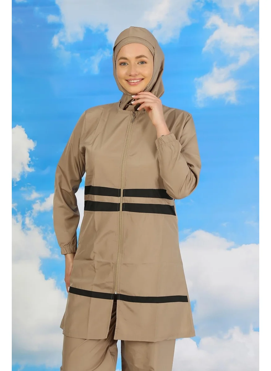 اكبينيز Women's Full Hijab Swimsuit Beige 31061