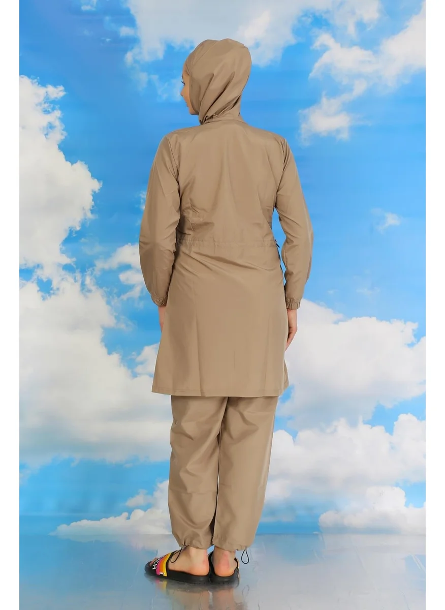 اكبينيز Women's Full Hijab Swimsuit Beige 31061